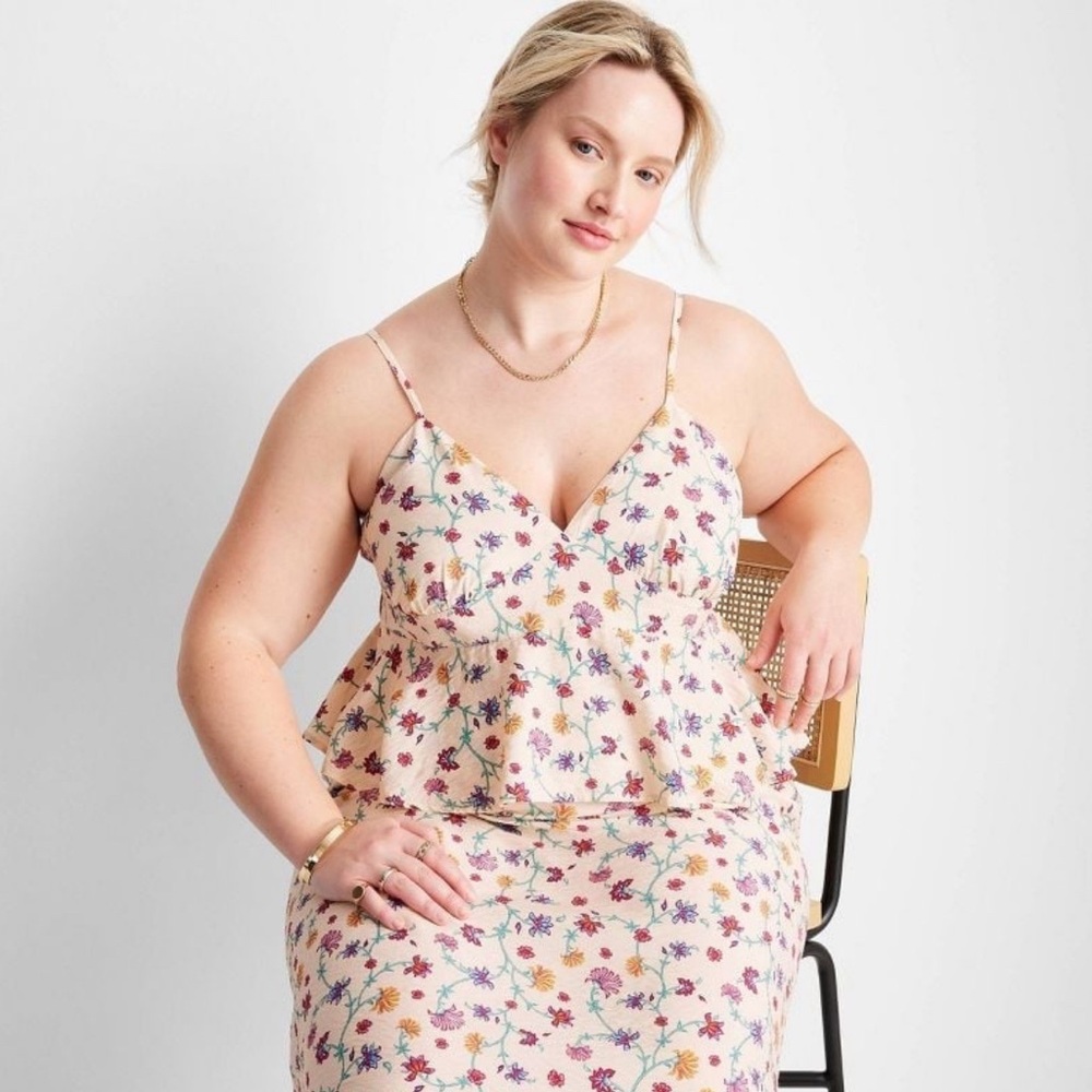 FUTURE COLLECTIVE X JENNY LOPEZ Floral Print Empire Ruffle Midi Dress